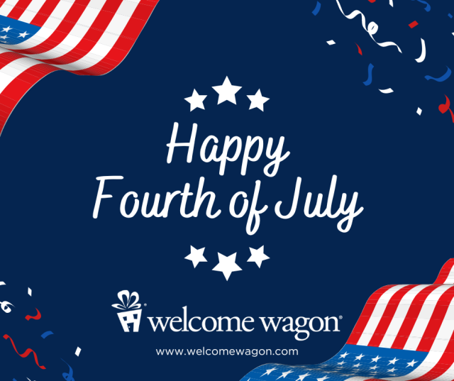 Happy Fourth of July graphic with blue background