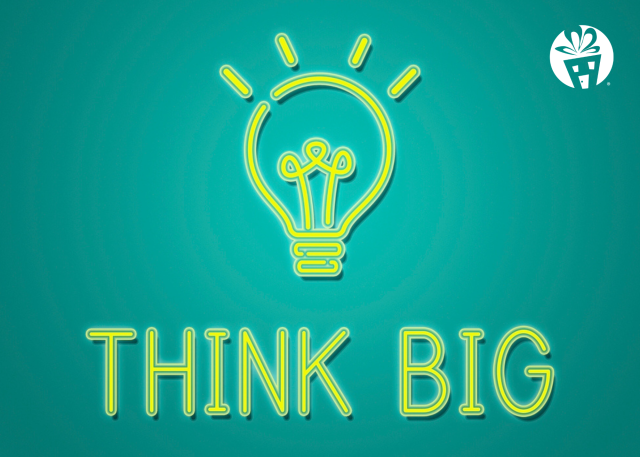 Think Big text with a lightbulb