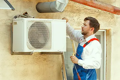 technician working on an HVAC unit