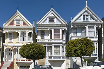 photo of three row houses